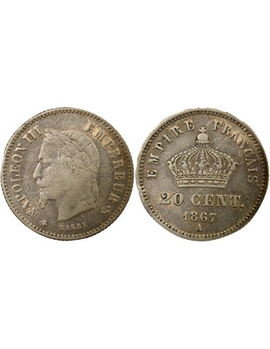Napoléon III Grand Module 20 centimes Argent 1867 A - Paris