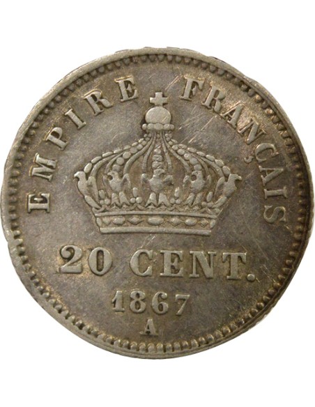 Napoléon III Grand Module 20 centimes Argent 1867 A - Paris