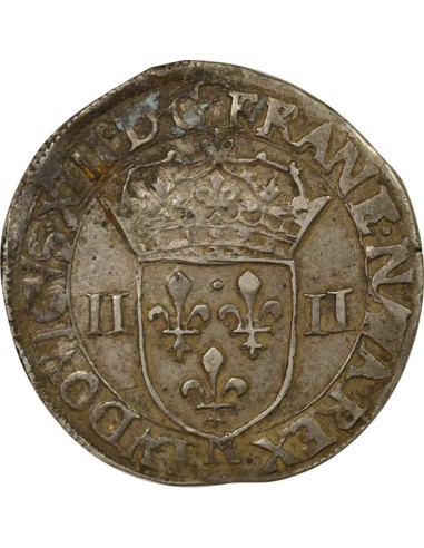 Louis XIII A la Croix fleurdelisée 1/4 ecu Argent 1643 N Montpellier