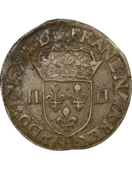 Louis XIII A la Croix fleurdelisée 1/4 ecu Argent 1643 N Montpellier