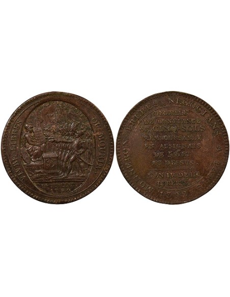 au Serment 5 sols Cuivre 1792 Birmingham