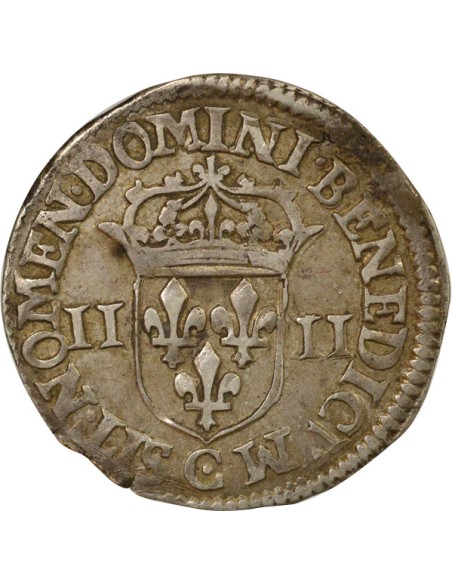 Louis XIII A la Croix fleurdelisée 1/4 ecu Argent 1615 C Saint-Lô