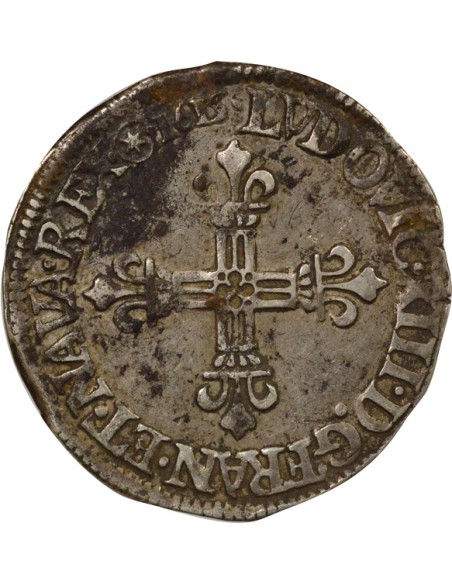 Louis XIII A la Croix fleurdelisée 1/4 ecu Argent 1615 C Saint-Lô