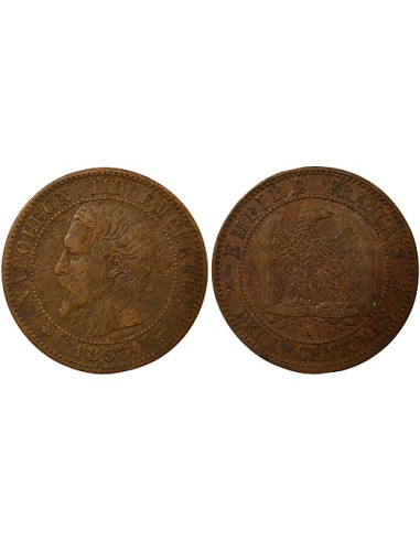 Napoléon III Tête nue 2 centimes Bronze 1853 A - Paris