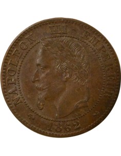 Napoléon III Tête Laurée 2 centimes Bronze 1862 K Bordeaux 2