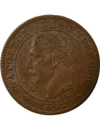 Napoléon III Tête Laurée 2 centimes Bronze 1862 K Bordeaux