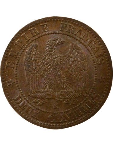 Napoléon III Tête Laurée 2 centimes Bronze 1862 K Bordeaux