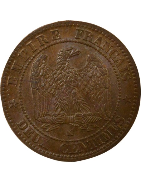 Napoléon III Tête Laurée 2 centimes Bronze 1862 K Bordeaux