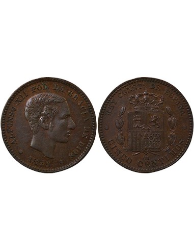 Espagne Alphonse XII d'Espagne 5 centimos Cuivre 1879 Barcelone