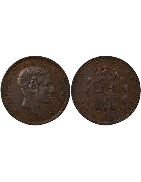 Espagne Alphonse XII d'Espagne 5 centimos Cuivre 1879 Barcelone