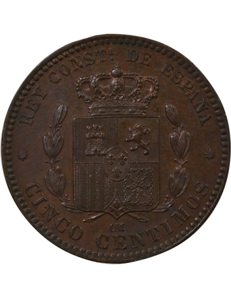 Espagne Alphonse XII d'Espagne 5 centimos Cuivre 1879 Barcelone
