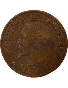 Napoléon III Tête nue 2 centimes Bronze 1856 B Rouen 2
