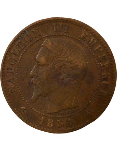 Napoléon III Tête nue 2 centimes Bronze 1856 B Rouen