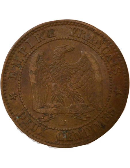 Napoléon III Tête nue 2 centimes Bronze 1856 B Rouen