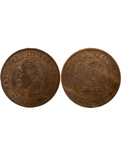 Napoléon III Tête Laurée 2 centimes Bronze 1862 K Bordeaux