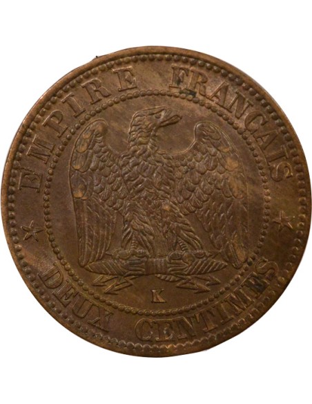 Napoléon III Tête Laurée 2 centimes Bronze 1862 K Bordeaux