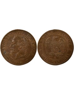 Napoléon III Tête Laurée 2 centimes Bronze 1862 K Bordeaux