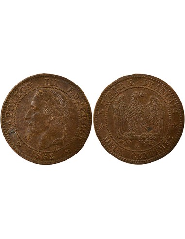 Napoléon III Tête Laurée 2 centimes Bronze 1862 K Bordeaux