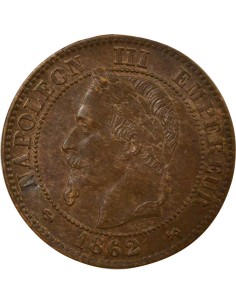 Napoléon III Tête Laurée 2 centimes Bronze 1862 K Bordeaux 2