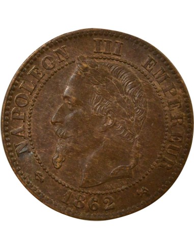 Napoléon III Tête Laurée 2 centimes Bronze 1862 K Bordeaux