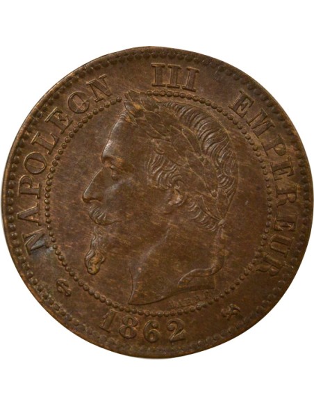 Napoléon III Tête Laurée 2 centimes Bronze 1862 K Bordeaux