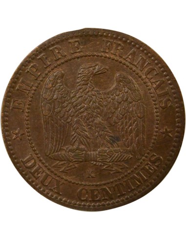 Napoléon III Tête Laurée 2 centimes Bronze 1862 K Bordeaux