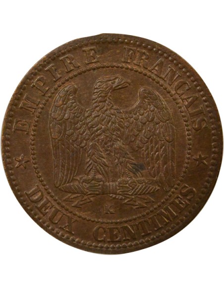 Napoléon III Tête Laurée 2 centimes Bronze 1862 K Bordeaux