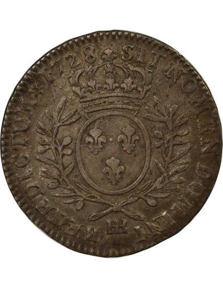 Louis XV au Buste Habillé 1/2 écu Argent 1728 BB Strasbourg