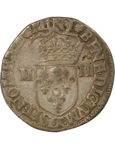 Henri III Croix de Face 1/4 écu Argent 1589 T Nantes 2