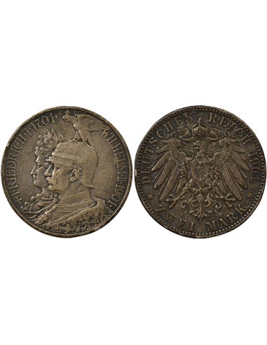 Etats Allemands (Prusse) Guillaume II de Prusse 2 mark Argent 1901 A Berlin