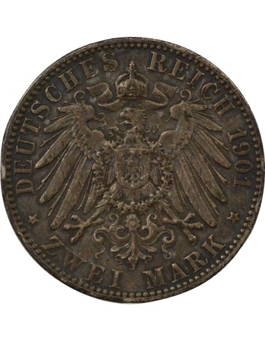 Etats Allemands (Prusse) Guillaume II de Prusse 2 mark Argent 1901 A Berlin