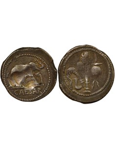 République Romaine Jules César A l'Elephant 1 denier Argent 49 Av JC