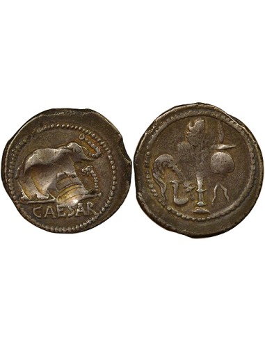 République Romaine Jules César A l'Elephant 1 denier Argent 49 Av JC