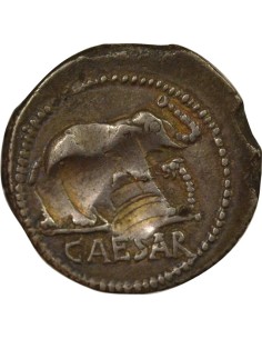 République Romaine Jules César A l'Elephant 1 denier Argent 49 Av JC 2