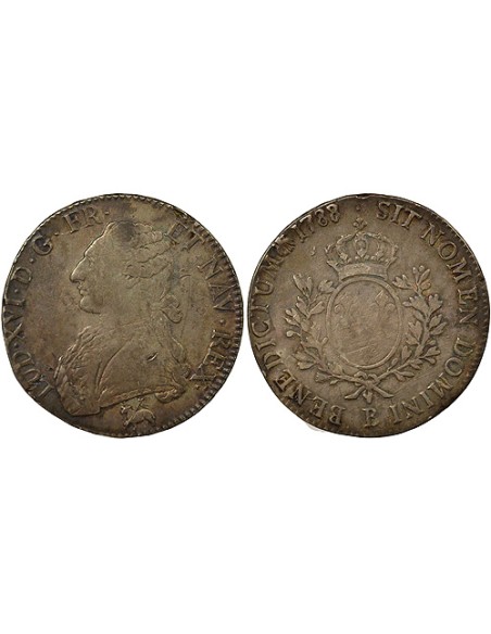Louis XVI au Buste Habillé 1 ecu Argent 1788/7 B Rouen