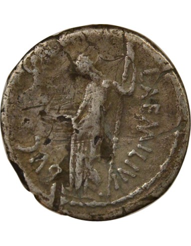 République Romaine Jules César Vénus debout 1 denier Cuivre plaqué Argent 44 Av JC