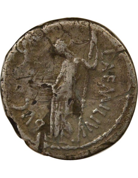 République Romaine Jules César Vénus debout 1 denier Cuivre plaqué Argent 44 Av JC