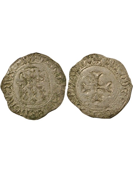 Duché de Bretagne François II de Bretagne A la Targe 1 blanc Billon 1458-1488 9 Rennes