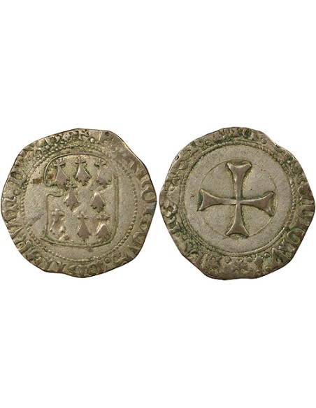 Duché de Bretagne François II de Bretagne A la Targe 1 blanc Billon 1458-1488 9 Rennes