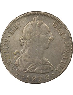 Pérou Charles III d'Espagne 8 reales Argent 1774 BF Lima 2