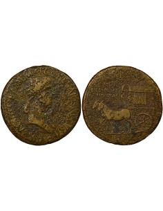 Rome Empire Agrippine l'Ainée Carpentum 1 sesterce Laiton 37-41 R Rome