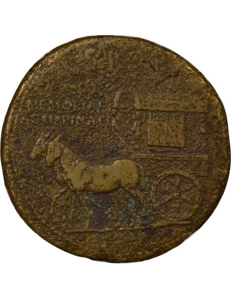 Rome Empire Agrippine l'Ainée Carpentum 1 sesterce Laiton 37-41 R Rome