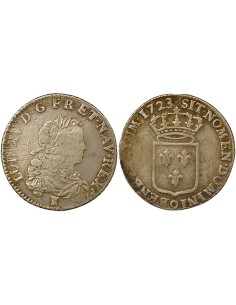 Louis XV Ecu de France 1/3 ecu Argent 1723 9 Rennes