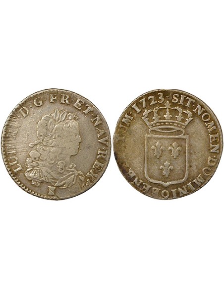 Louis XV Ecu de France 1/3 ecu Argent 1723 9 Rennes
