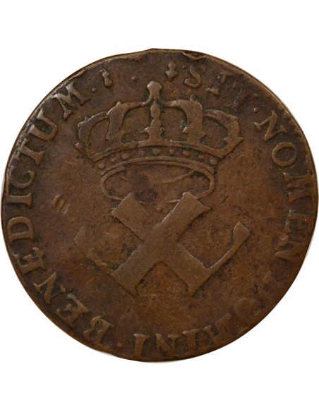 Colonies Françaises Louis XV 9 deniers Cuivre 1721 H La Rochelle