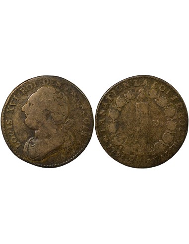 Louis XVI au Faisceau 12 deniers Cuivre 1791 A - Paris