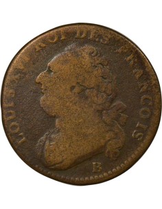 Louis XVI au Faisceau 12 deniers Cuivre 1791 B Rouen 2