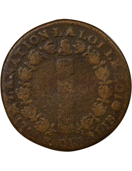 Louis XVI au Faisceau 12 deniers Cuivre 1791 B Rouen