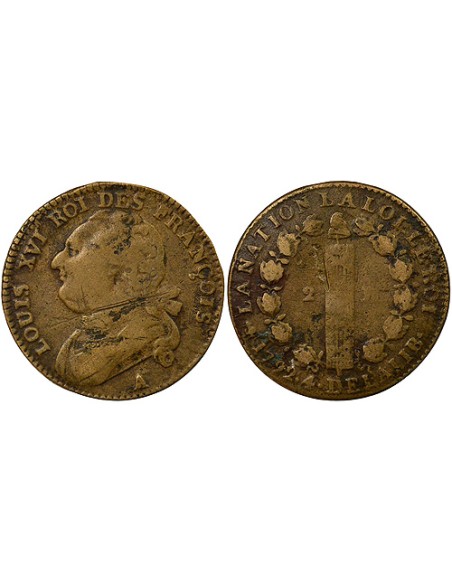 Louis XVI 12 deniers Cuivre 1792 A - Paris