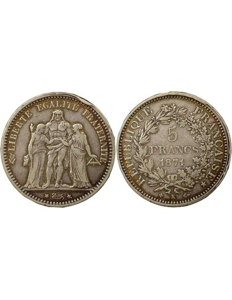 Camélinat 5 francs Argent 1871 A - Paris